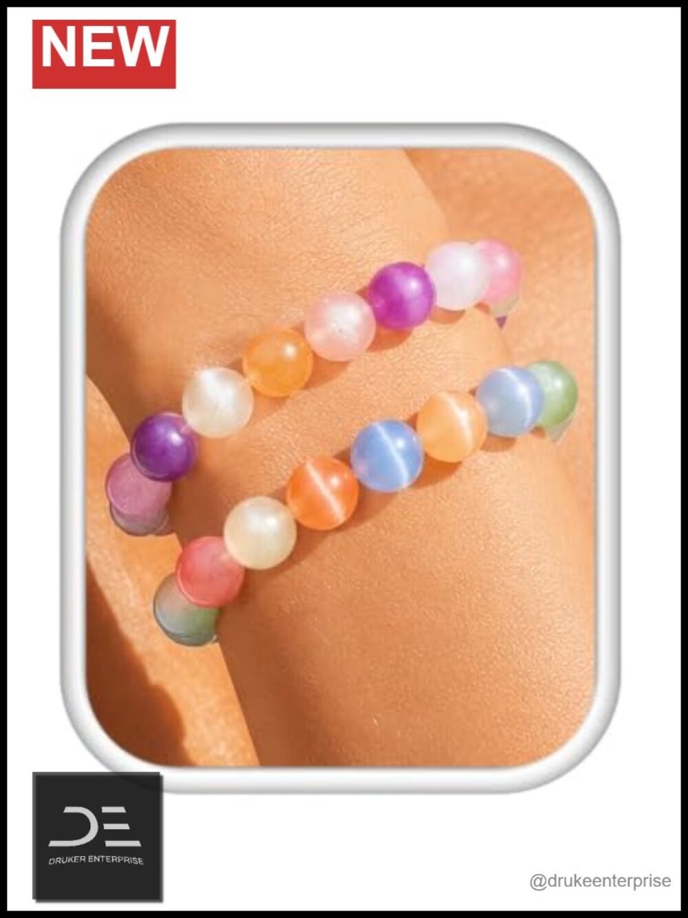 2 Pcs UV Reactive Beaded Stretch Bracelets Color Changing Summer Jewelry